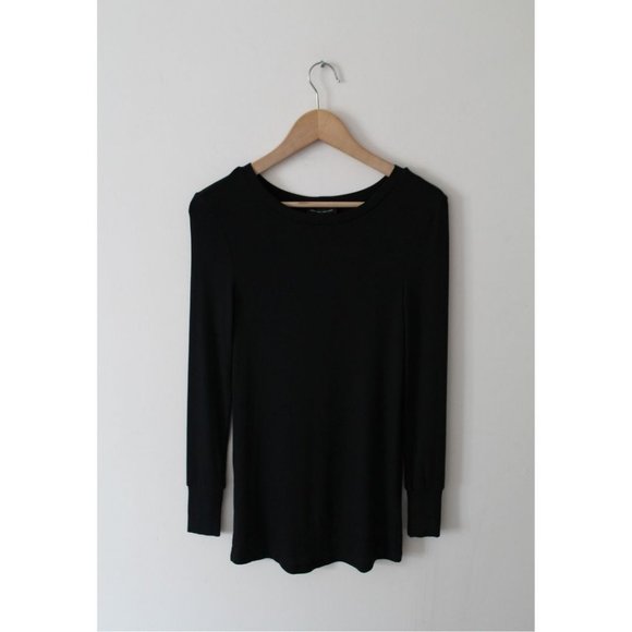 Universal Standard Foundation Long Sleeve Crew Neck Tee Size 2XS Black - Picture 4 of 6